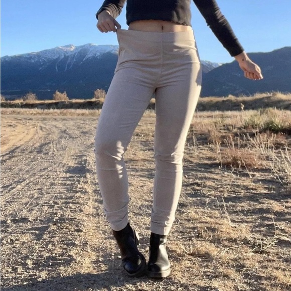 TORY BURCH Billet Leggings Pants Micro Corduroy Side Zipper Skinny Tan Size 29 - Picture 2 of 11